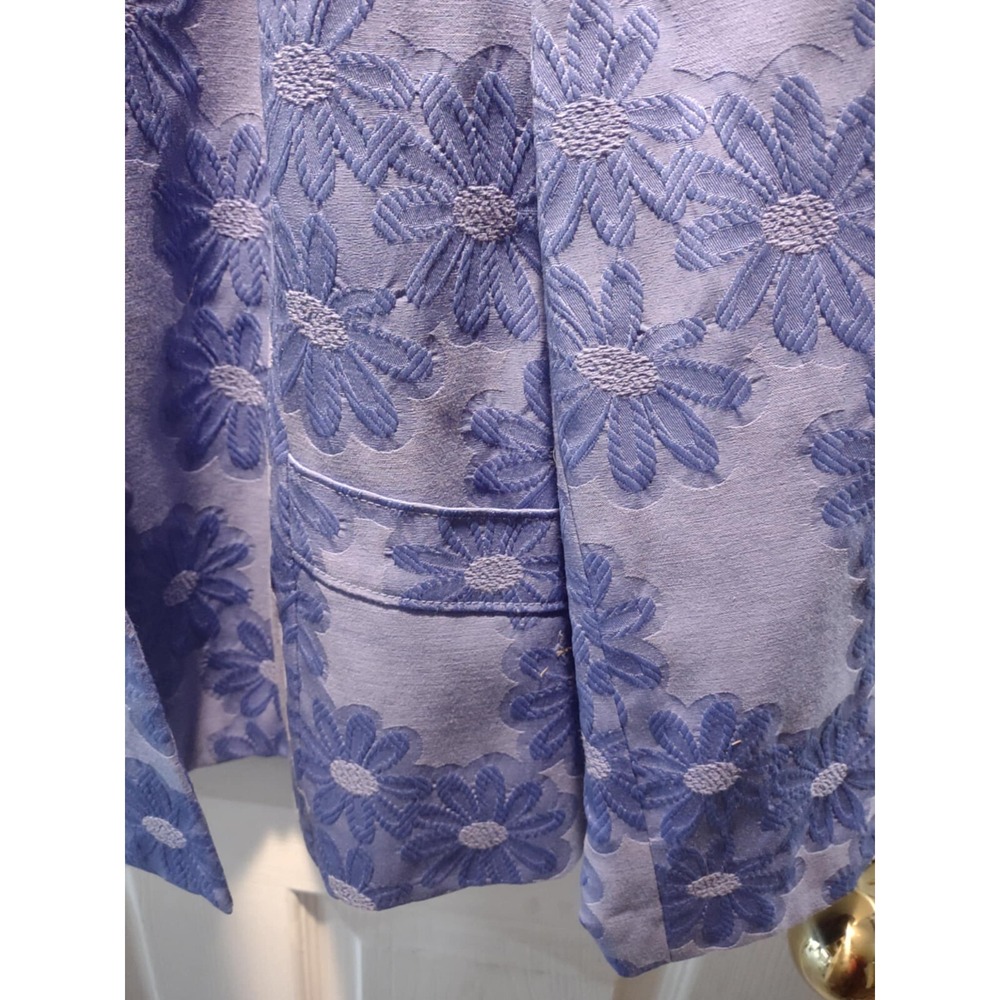 Sag Harbor Woman Floral Blazer Jacket Light Blue Size 16W - Picture 5 of 6